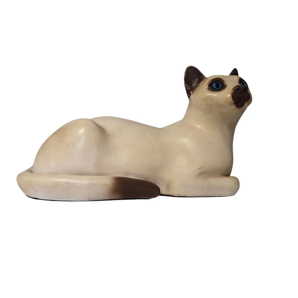 Universal Statuary Siamese Cat Vintage Figurine Statue‎ Glass Eyes Vintage 1983